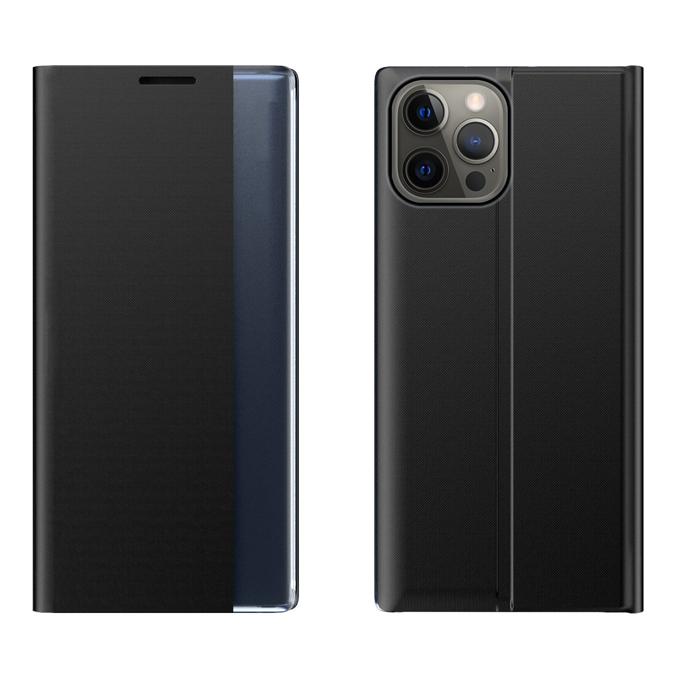 Sleep Case knygos tipo dėklas su išmaniu langu iPhone 13 Pro juodas