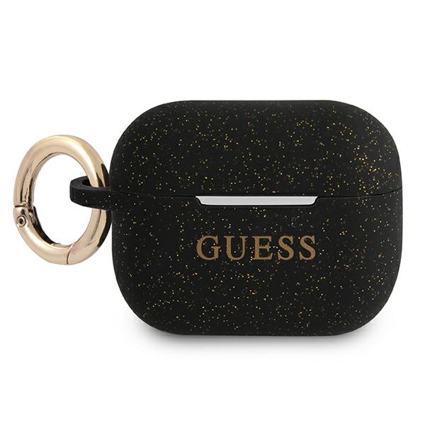 Guess Silikoninis Blizgučių dėklas AirPods Pro - Juodas