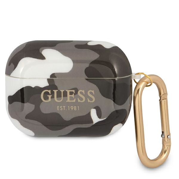 Guess GUAPUCAMG AirPods Pro dėklas juodas/juodas Camo kolekcija