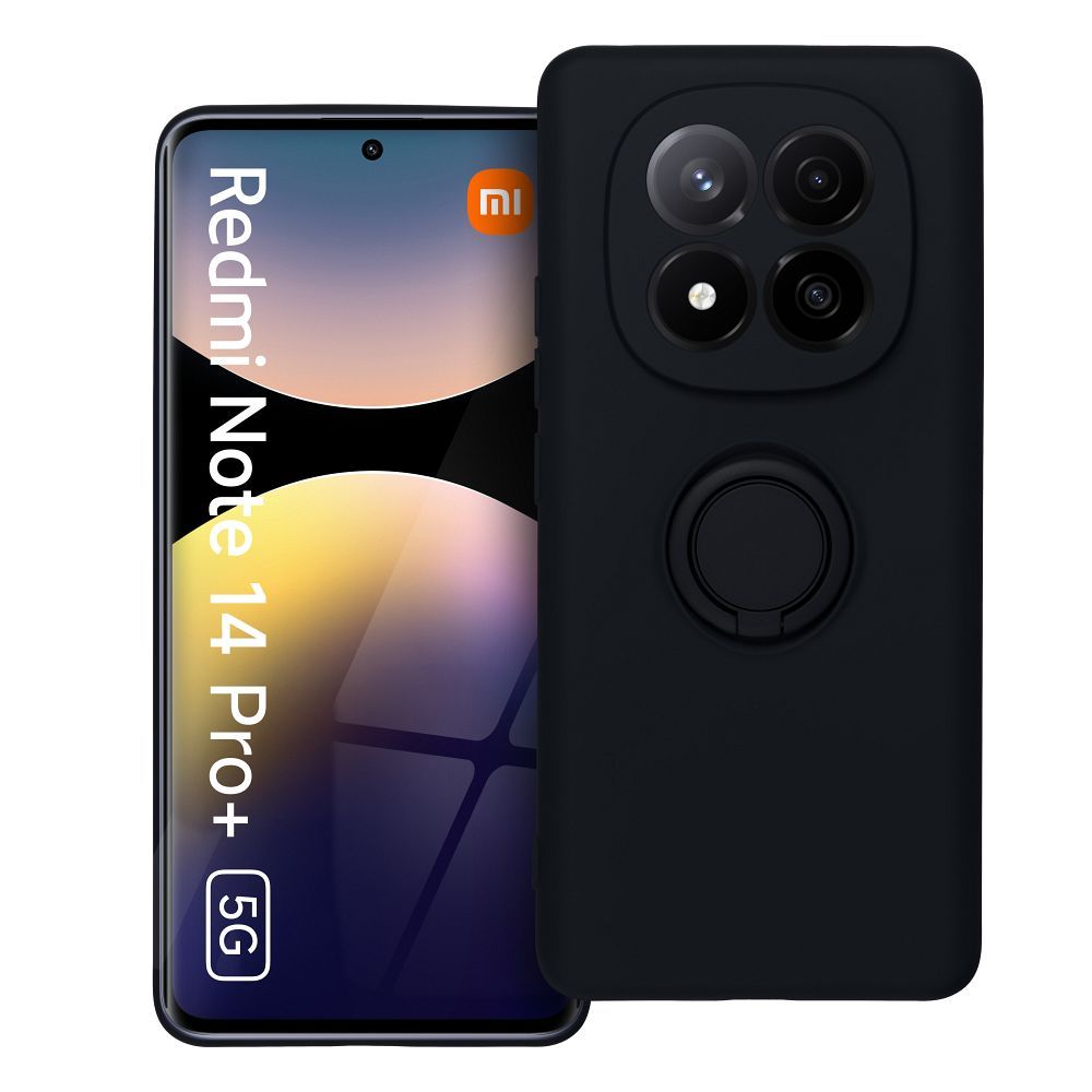 Dėklas telefonui su silikoniniu žiedu XIAOMI Redmi Note 14 Pro Plus 5G - juodas