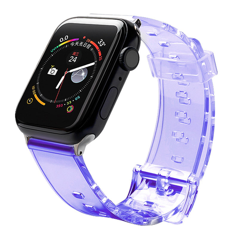 Silikoninis dirželis apyrankė apyrankė dirželis šviesa Apple Watch 42 / 44 mm - violetinis