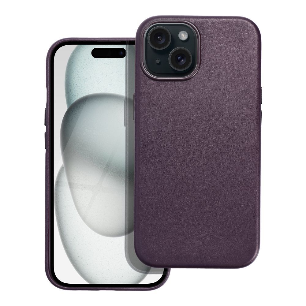 Dėklas Leather Mag Cover (MagSafe) skirtas iPhone 15 violetinis