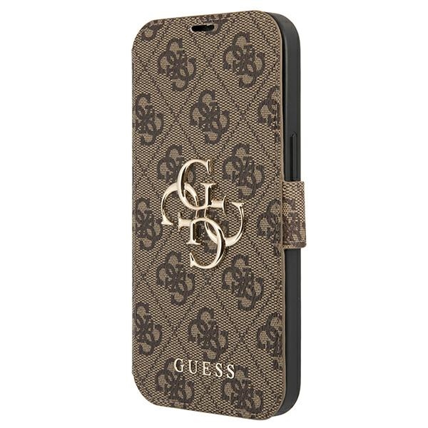 Guess GUBKP13L4GMGBR iPhone 13 Pro / 13 6.1" rudas/rudas knyginis dėklas 4G Didelis Metalinis Logotipas