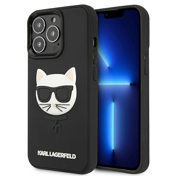 Karl Lagerfeld 3D guminis Choupette dėklas telefonui iPhone 13 Pro / iPhone 13 - juodas