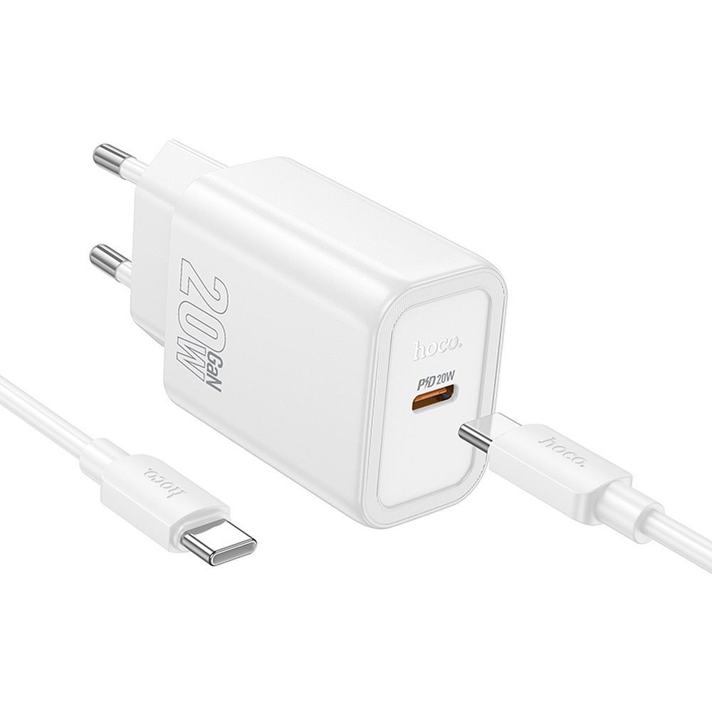 Įkroviklis Hoco USB-C QC PD 20W + kabelis USB-C į Lightning N60 baltas