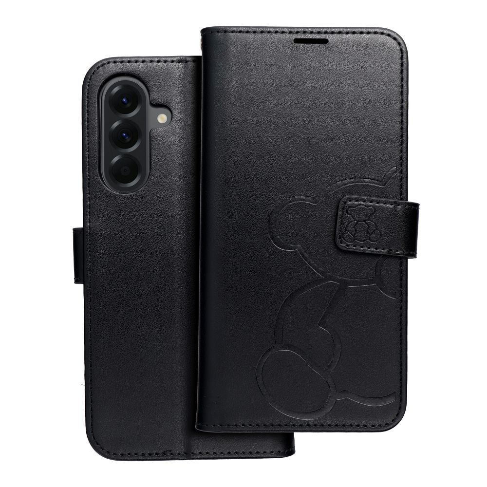 MEZZO knygos dėklas SAMSUNG A56 5G meškiukas juodas