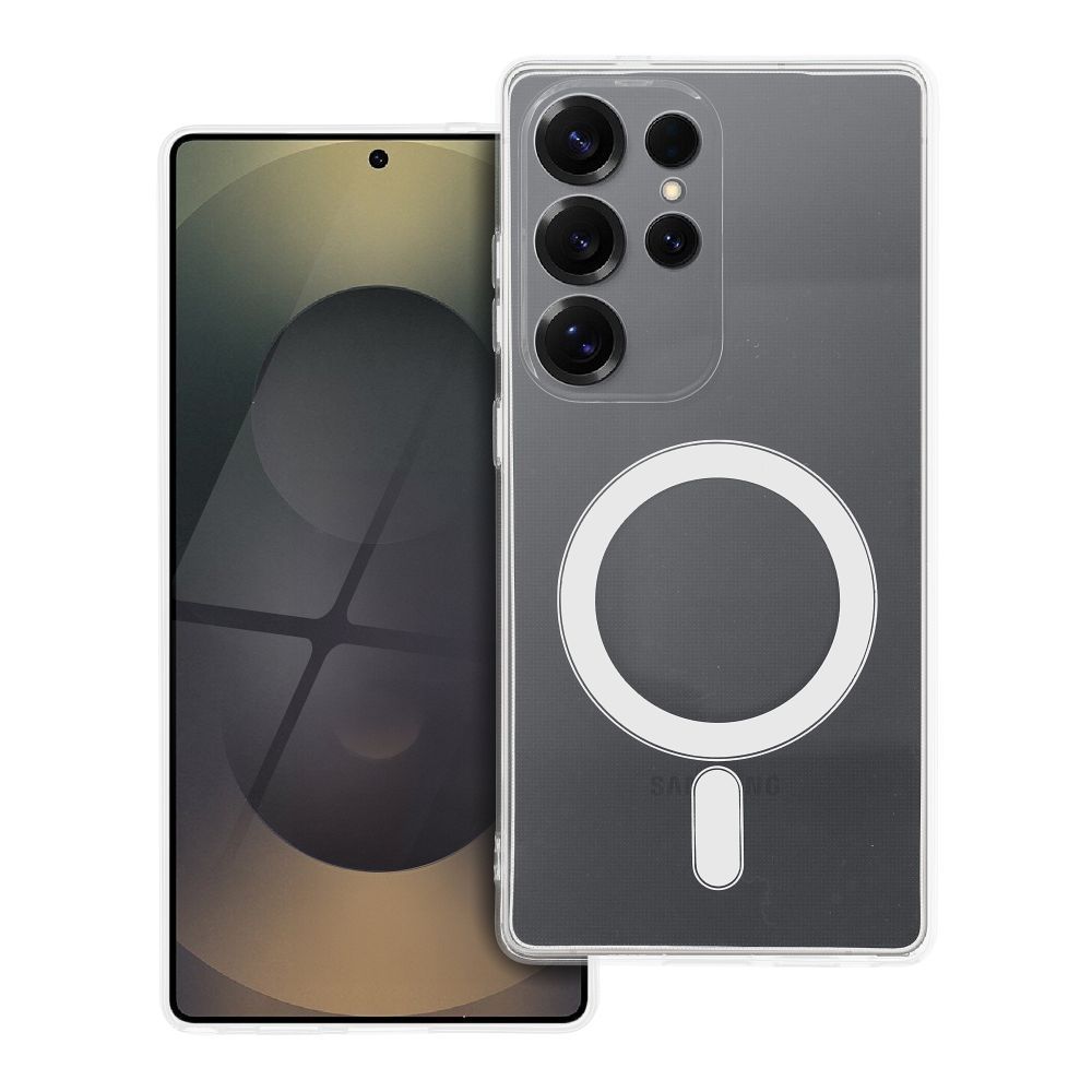 Permatomas 2 mm dėklas telefonui SAMSUNG S25 Ultra, suderinamas su MagSafe (su kameros apsauga)