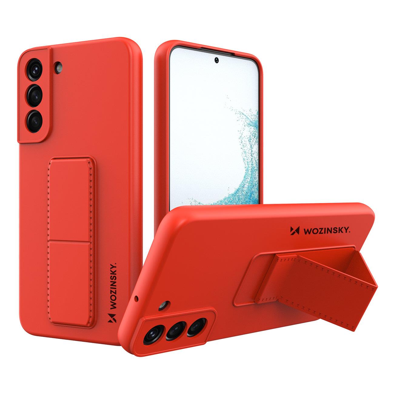 Wozinsky Kickstand Case silikoninis dėklas su stovu Samsung Galaxy S22+ raudonas