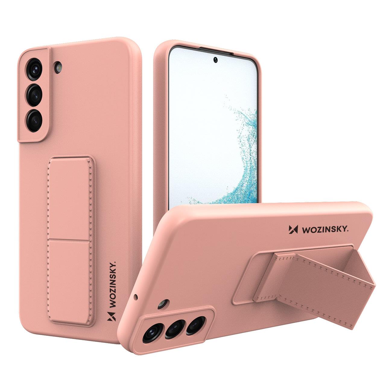 Wozinsky Kickstand Case silikoninis dėklas su stovu Samsung Galaxy S22+ rožinis