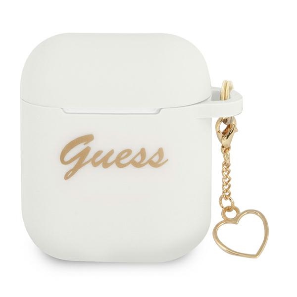 Guess GUA2LSCHSH AirPods 1/2 dėklas baltas silikoninis Charm Heart kolekcija