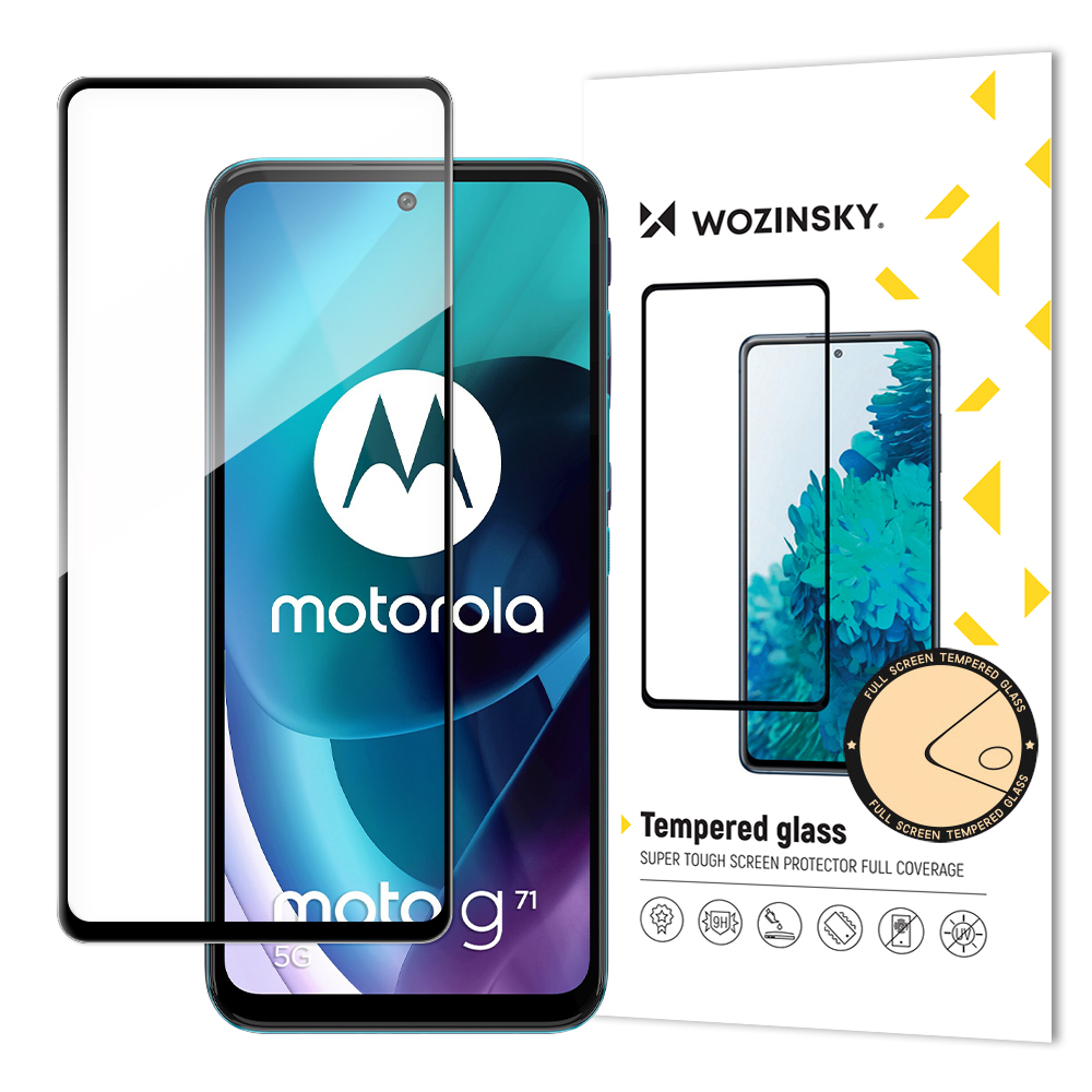 Wozinsky grūdintas stiklas pilno klijavimo itin tvirtas apsauginis stiklas pilno padengimo su rėmeliu, dėklui draugiškas Motorola Moto G71 5G juodas