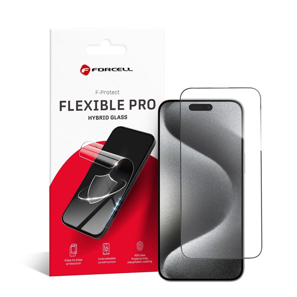 Forcell Flexible Nano Glass 5D Apsauginis stiklas (m) skirtas iPhone 15 Pro Max - juodas (m)