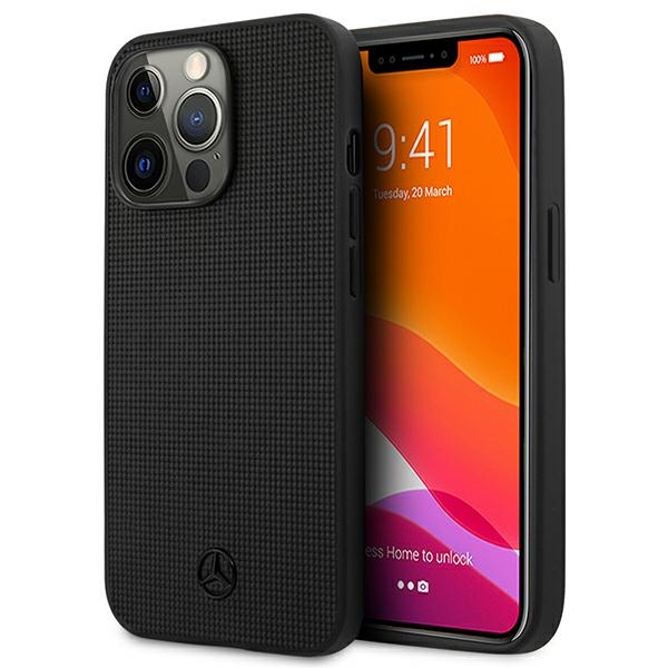 Mercedes odinis tinklelio metalinis logotipo dėklas iPhone 13 Pro / iPhone 13 - juodas