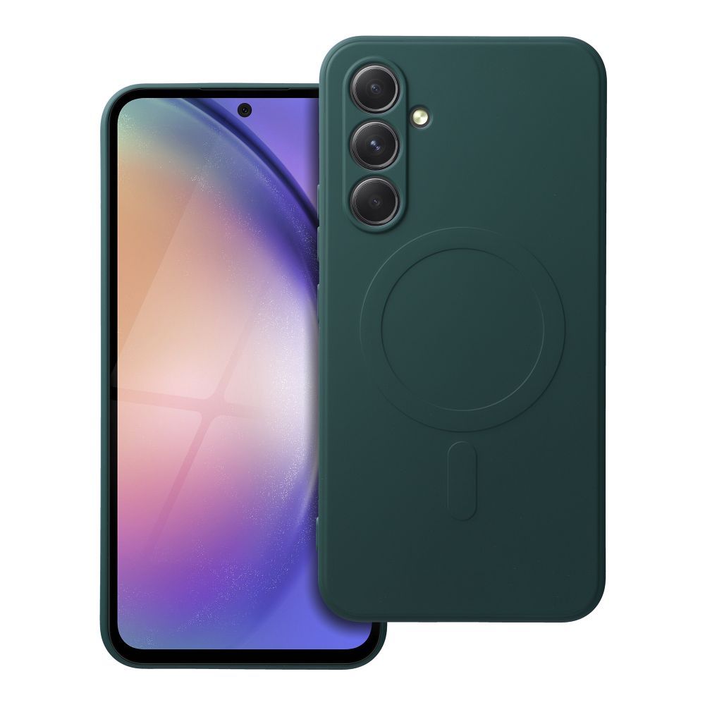 SILICONE MAG COVER dėklas telefonui suderinamas su Magnetiniu SAMSUNG A54 tamsiai žalia
