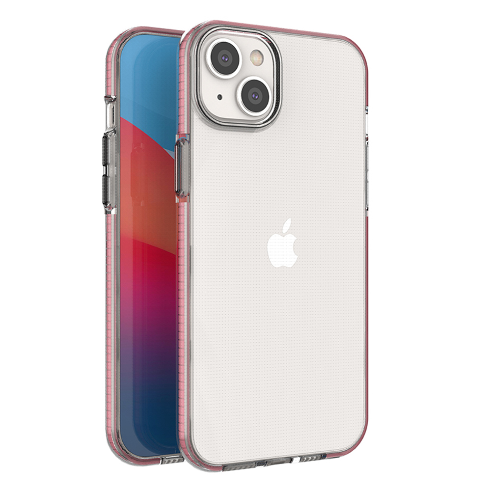 Spring Case dėklas telefonui iPhone 14 Plus silikoninis dėklas su rėmeliu šviesiai rožinis