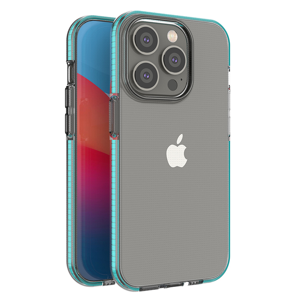 Spring Case dėklas telefonui iPhone 14 Pro silikoninis dėklas su rėmeliu šviesiai mėlynas