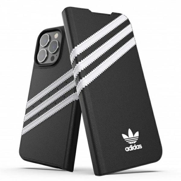 Adidas OR knygelės tipo dėklas PU iPhone 13 Pro / iPhone 13 – juodas ir baltas