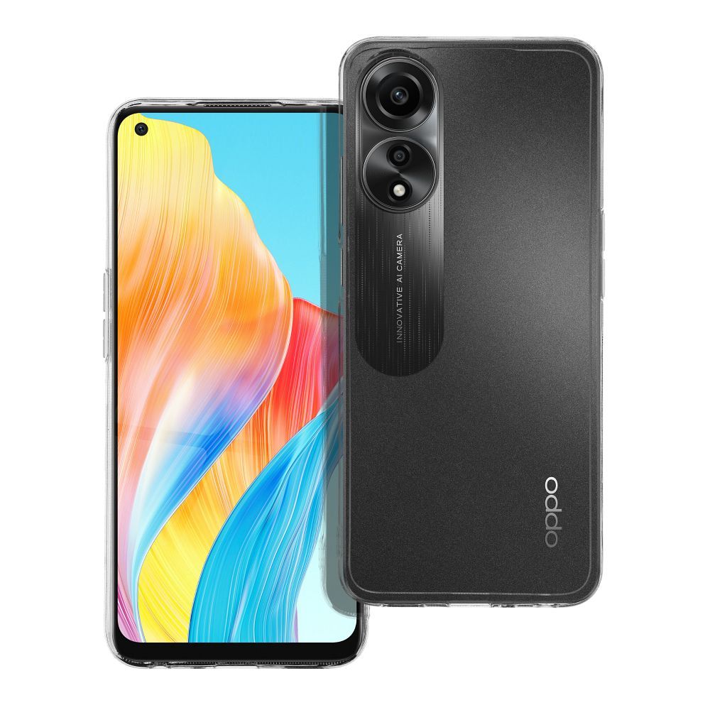 Skaidrus dėklas telefonui 2 mm OPPO A78 5G (kameros apsauga) permatomas
