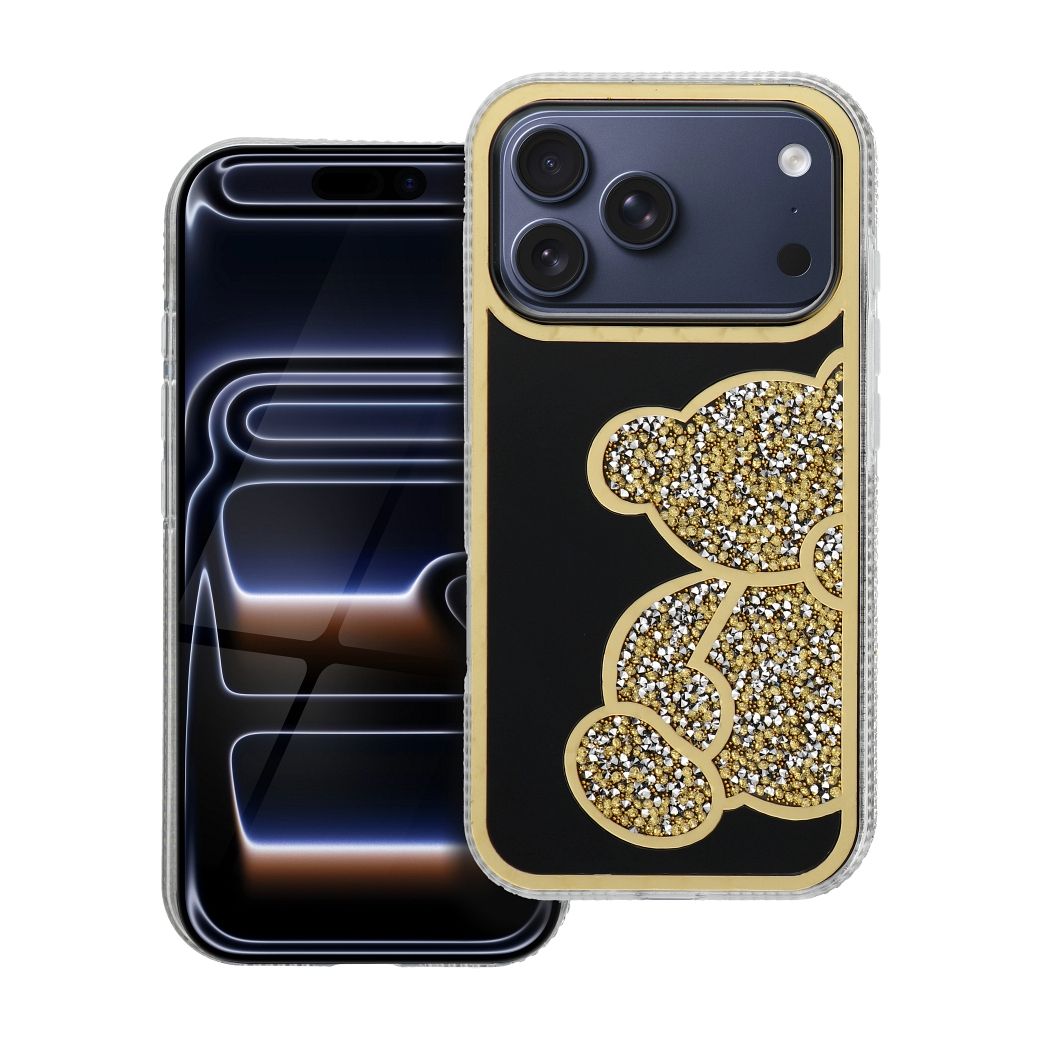 TEDDY BEAR dėklas telefonui IPHONE 17 Pro auksinis