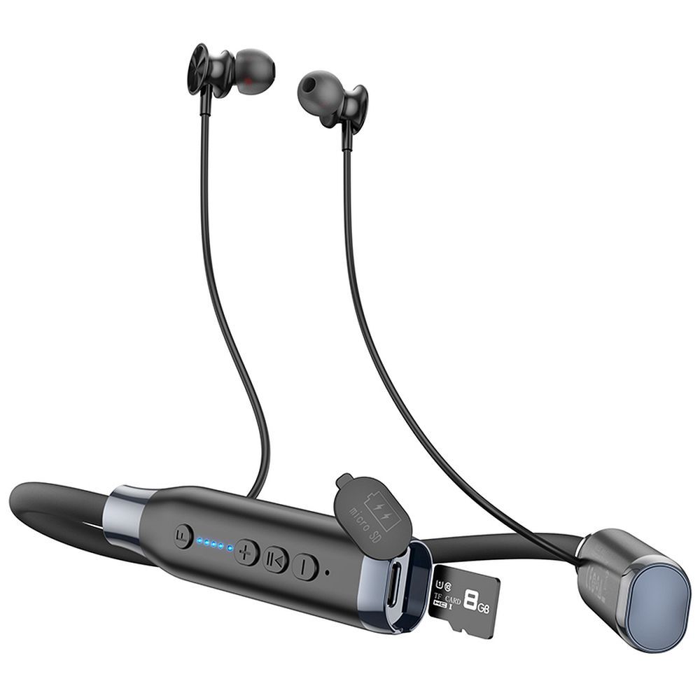 HOCO belaidės ausinės Bluetooth kaklo laikikliu ES62 juodos