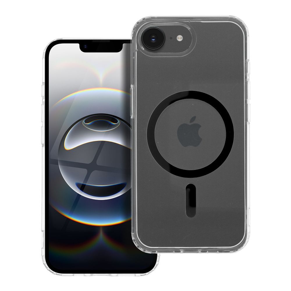 Dėklas telefonui Drop Glue spalvingas žiedinis Mag Cover, suderinamas su MagSafe IPHONE 16e (SE 4 2025), juodas