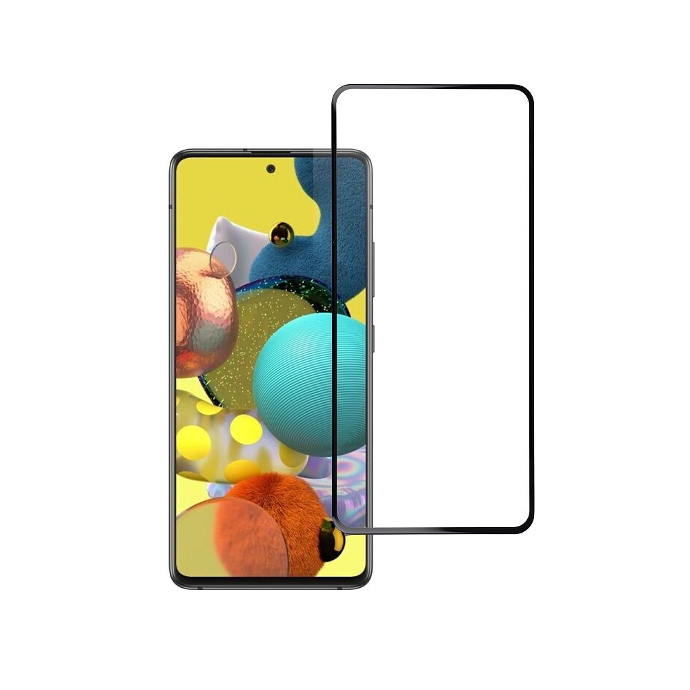 Apsauginis stiklas Blue Star - SAMSUNG A51 pilnas paviršius (pilnas klijavimas su rėmeliu/mažas dydis) - juodas Apsauginis stiklas Blue Star