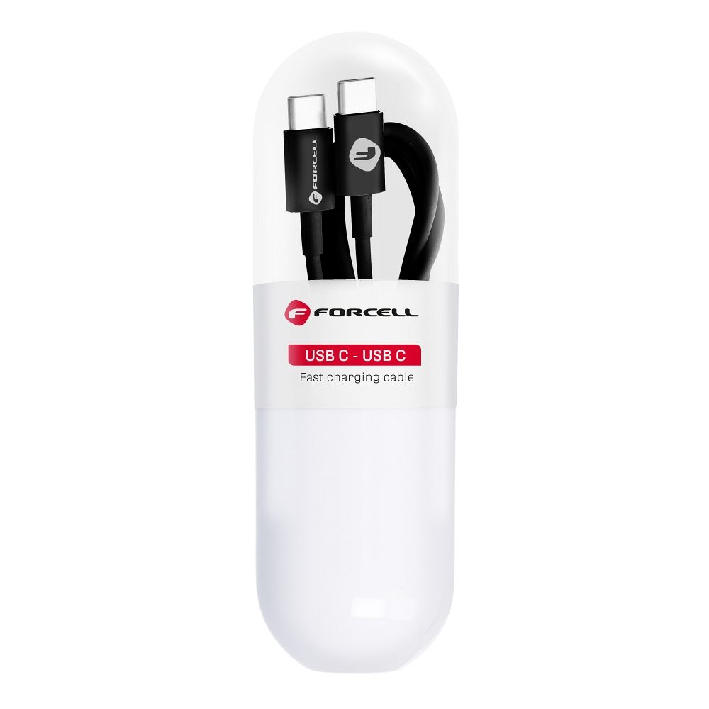 FORCELL C293 kabelis Type C į Type C PD QC 48W TUBE 1 m juodas