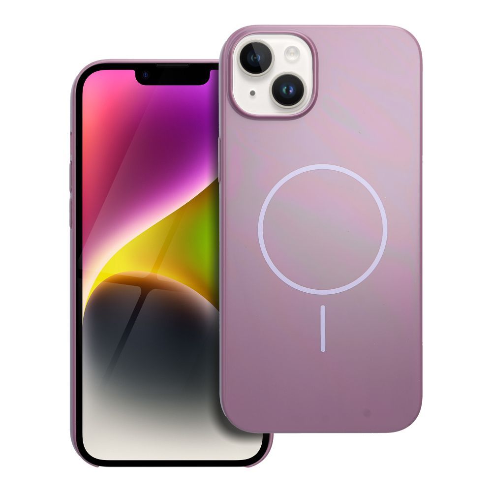 Blizgus magnetinis dėklas, suderinamas su MagSafe, IPHONE 14 PLUS violetinis