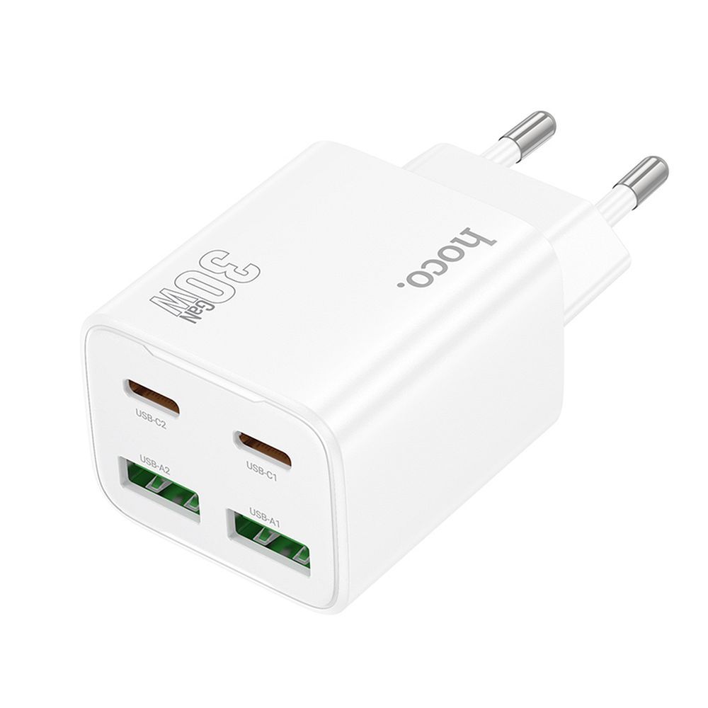Įkroviklis Hoco 2 x USB C + 2 x USB A QC3.0 PD 3A 30W N56 baltas