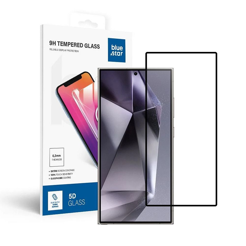 Apsauginis stiklas Blue Star - SAMSUNG Galaxy S25 Ultra Visas veidas (pilnas klijavimas/dėklo draugiškas) - juodas Apsauginis stiklas Blue Star