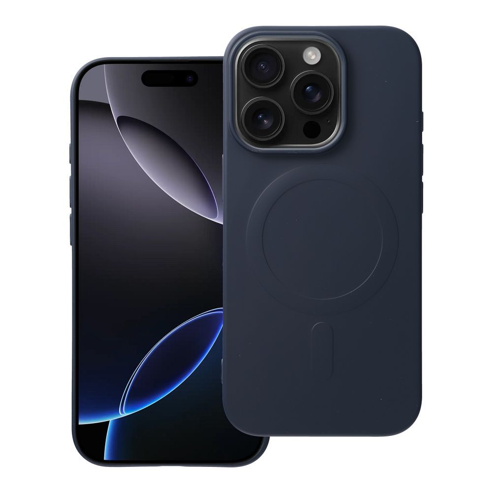 SILIKONINIS MAGNETINIS DĖKLAS (didelė skylė) suderinamas su MagSafe IPHONE 16 Pro mėlynas titano