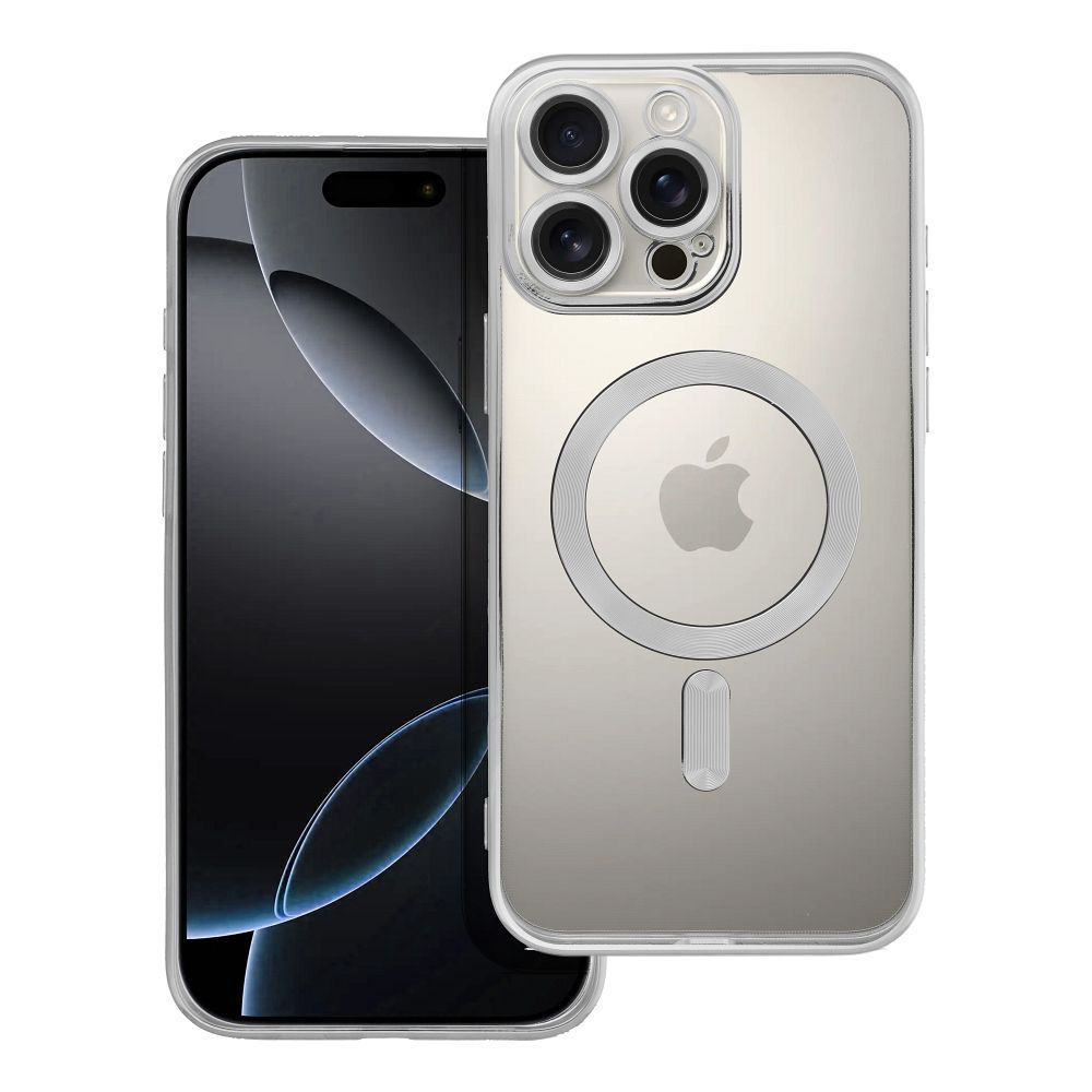ELECTRO MAG COVER dėklas telefonui suderinamas su Magnetiniu IPHONE 16 Pro Max sidabrinis
