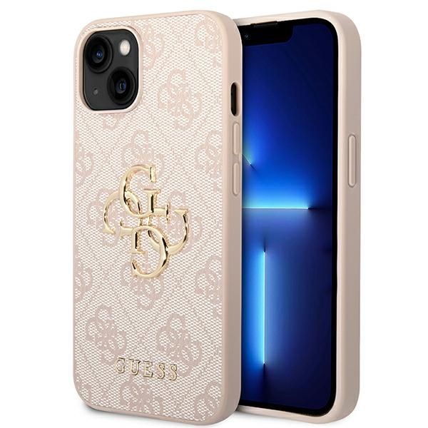 Dėklas Guess PU 4G Metal Logo Apple iPhone 14 rožinis