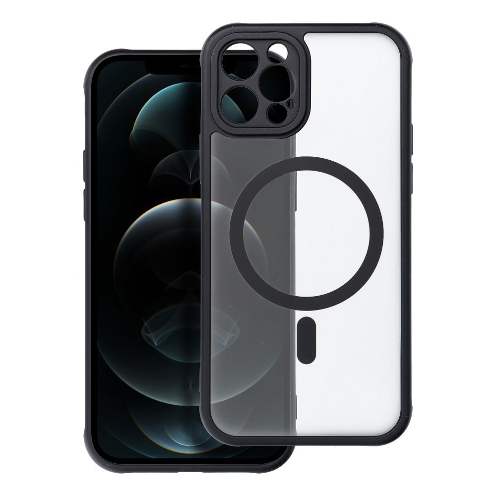 Dėklas telefonui – pilnai matinis magnetinis dėklas, suderinamas su MagSafe IPHONE 12 Pro, juodas