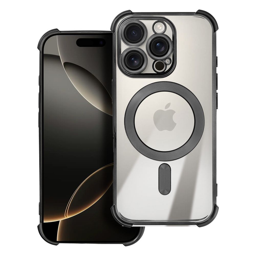 Dėklas ANTISHOCK ELECTRO IPHONE 17 Pro suderinamas su MagSafe juodas