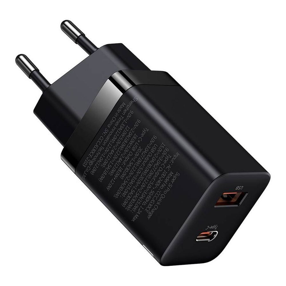 Įkroviklis Baseus Super Si Pro 30W USB-C/USB-A juodas CCSUPP-E01