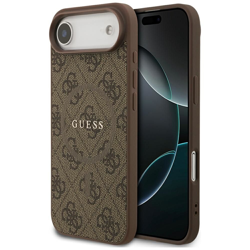 GUESS dėklas telefonui IPHONE 17 Air, suderinamas su MagSafe GUHMP17MG4GFRW (PU 4G Ring Classic Logo) rudas