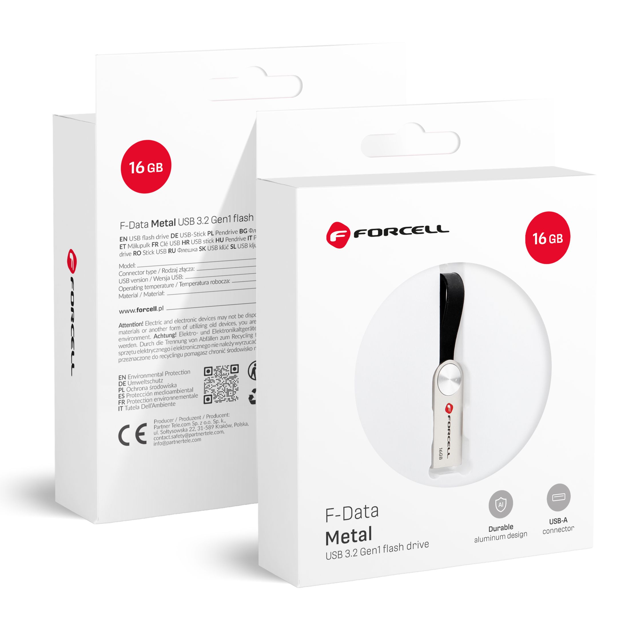 FORCELL F-DATA USB atmintinė Metal 16GB USB3.2 Gen 1 (USB A) sidabrinė