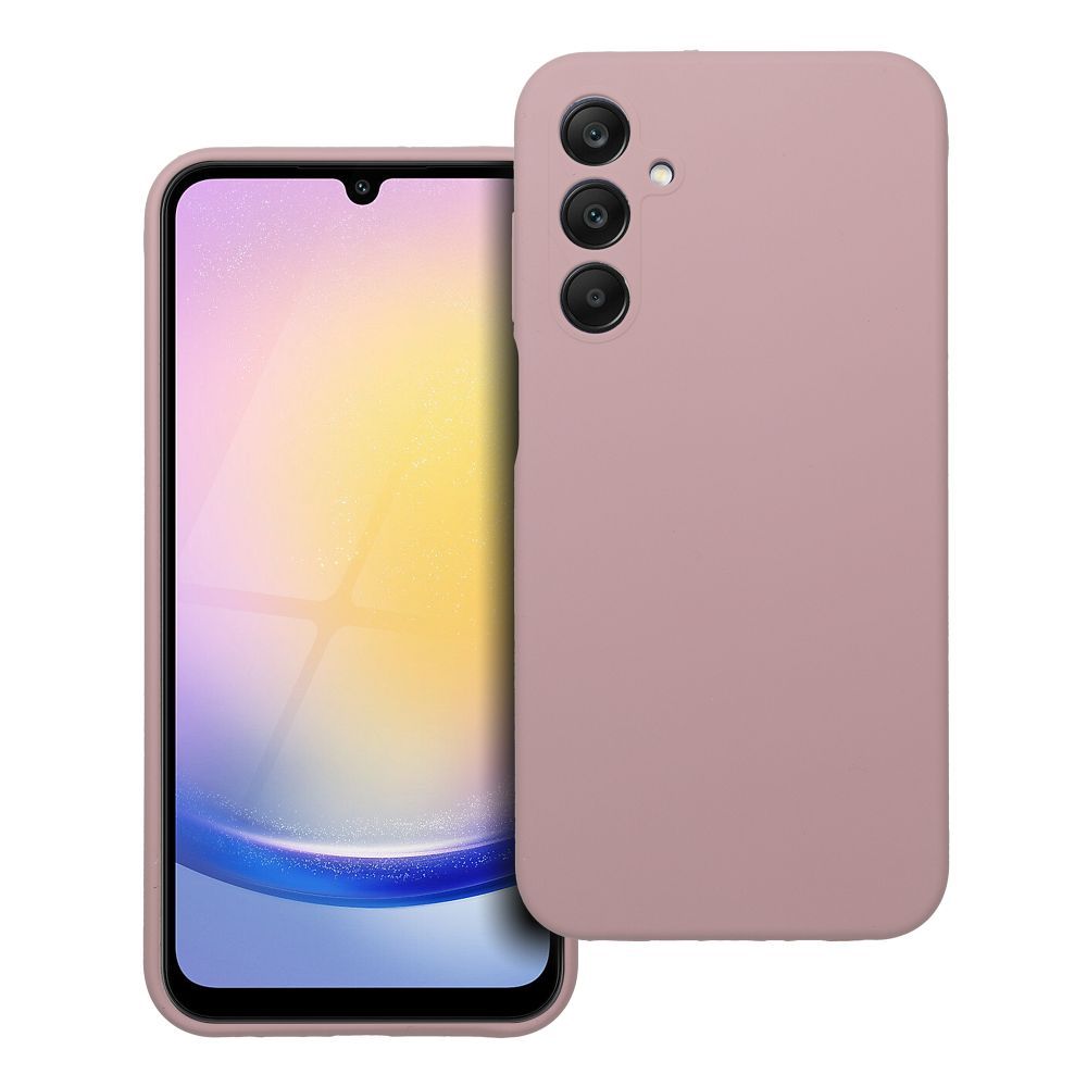 Silikoninis 2mm dėklas telefonui SAMSUNG A25 5G smėlio rožinis