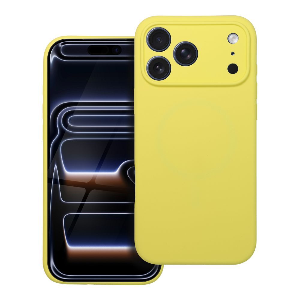 Silikoninis 2mm dėklas telefonui IPHONE 17 Pro Max, suderinamas su Magnetine MagSafe funkcija, citrininis
