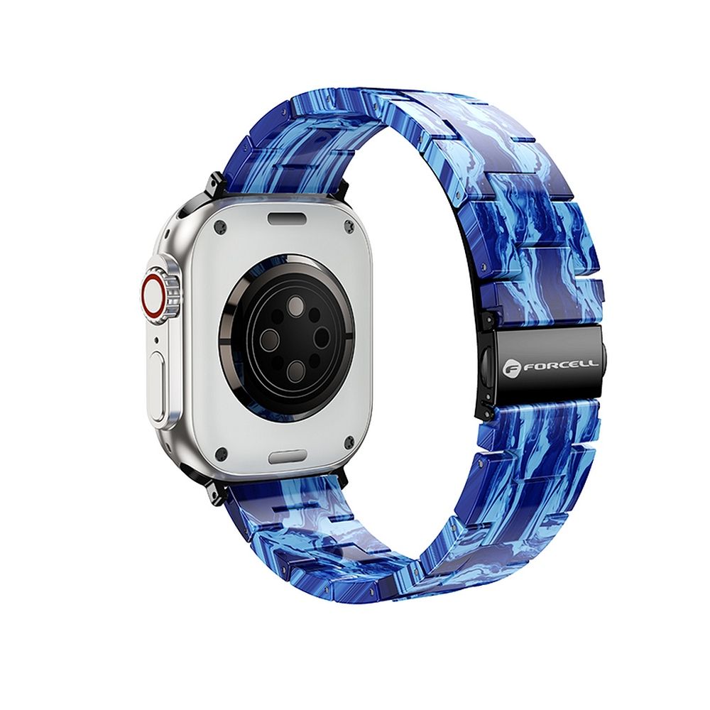 FORCELL F-DESIGN FA04 marmuro tekstūros dervos dirželis APPLE Watch 42 / 44 / 45 / 49 mm mėlynas