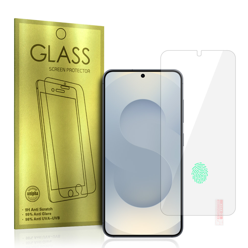 Apsauginis stiklas auksinis SAMSUNG GALAXY S25 PLUS/S24 PLUS (su pirštų atspaudų atrakinimu)