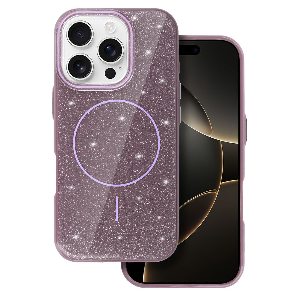 Magnetinis Itin Plonas Blizgus dėklas Iphone 14 Pro violetinė