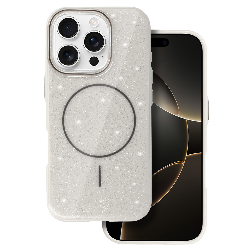 Magnetinis Itin Plonas Blizgus dėklas Iphone 15 sidabrinė