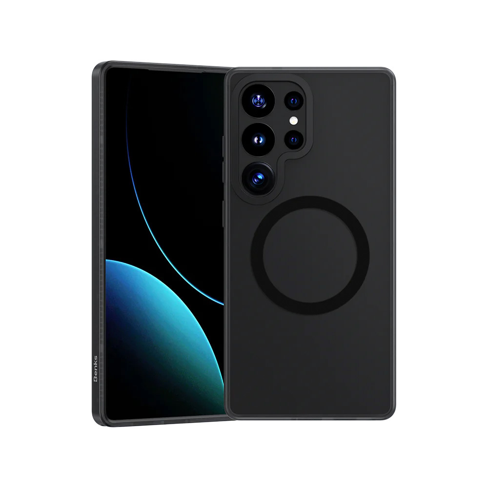 Benks magnetinis Lucid Armor dėklas (0045) Samsung Galaxy S25 Plus Ultra telefonui, juodas