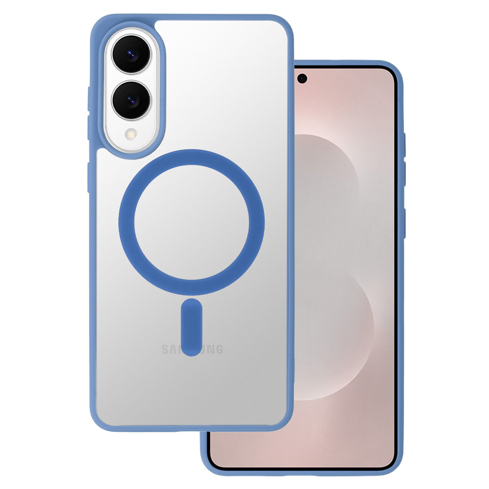 Akrilinis spalvotas Magsafe dėklas Samsung Galaxy S25 Edge šviesiai mėlynas