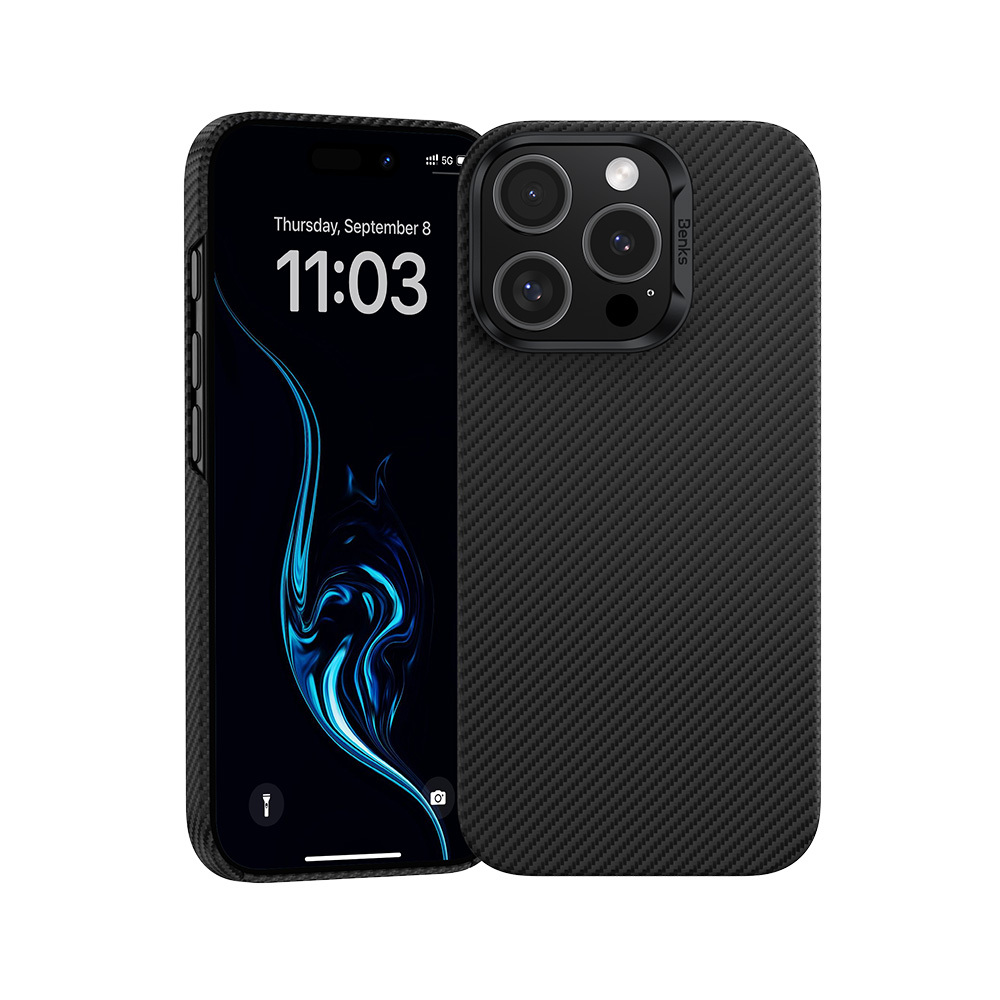 Benks Magnetinis Apsauginis Air Kevlar Dėklas telefonui su PC rėmu 600D (E065) skirtas iPhone 16 Pro juodas