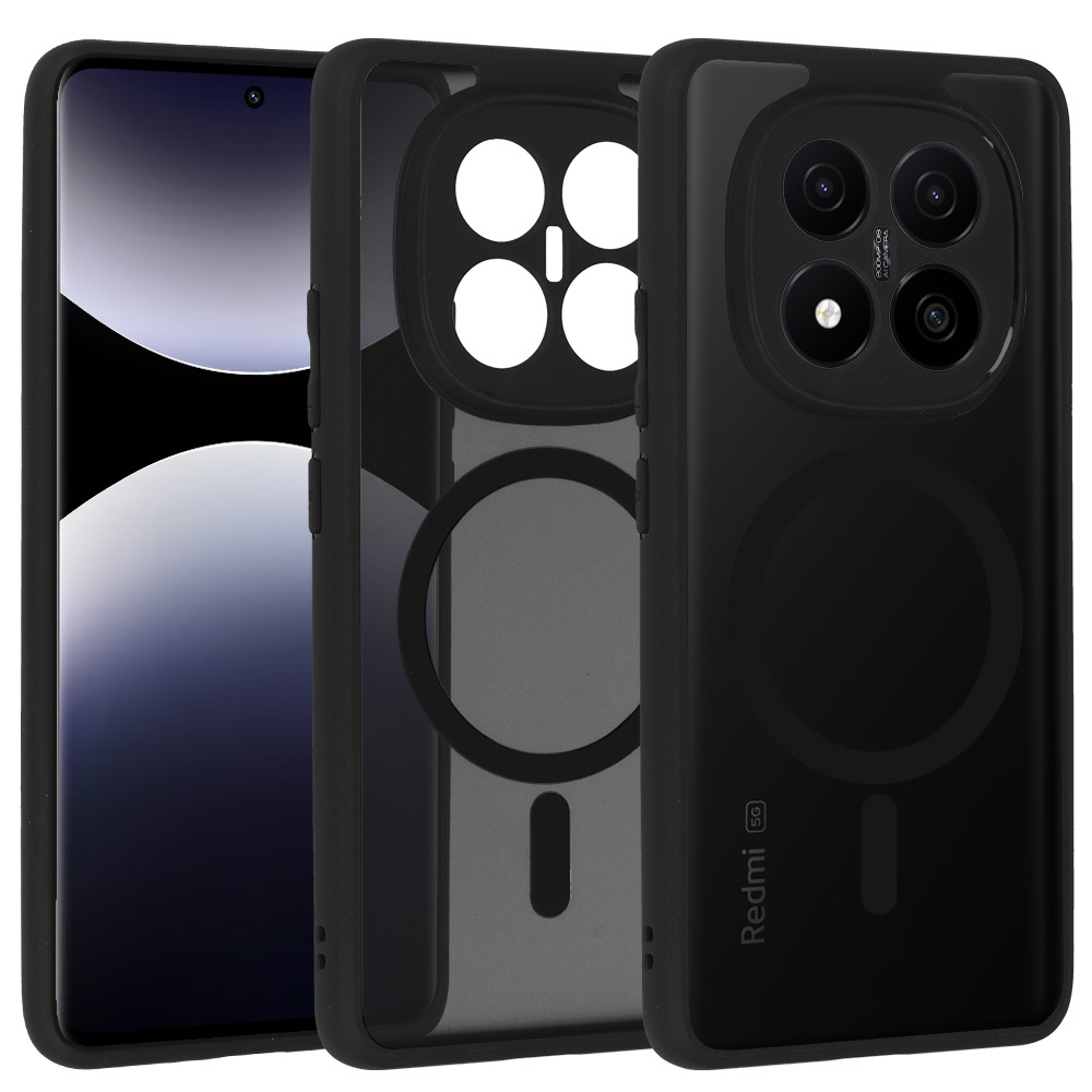 Visiškai matinis Magnētinis dėklas Xiaomi Redmi Note 14 Pro Plus 5G juodas
