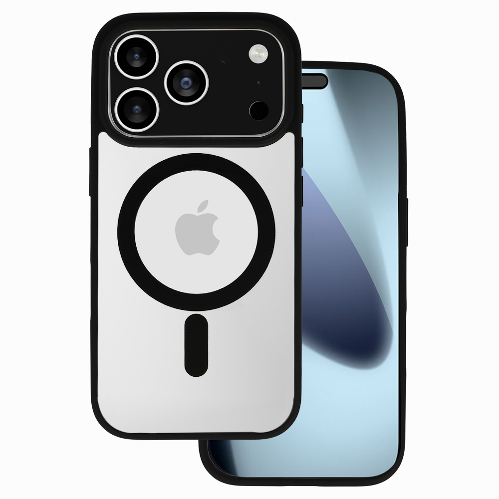 Akrilinis spalvotas magnetinis dėklas telefonui Iphone 17 Pro juodas