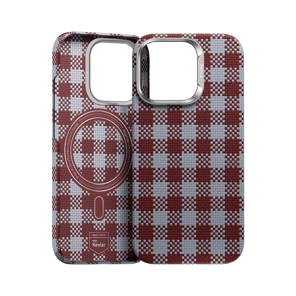 Benks magnetinis Armor Vichy Kevlar dėklas (RF66) iPhone 16 Pro Max raudonas